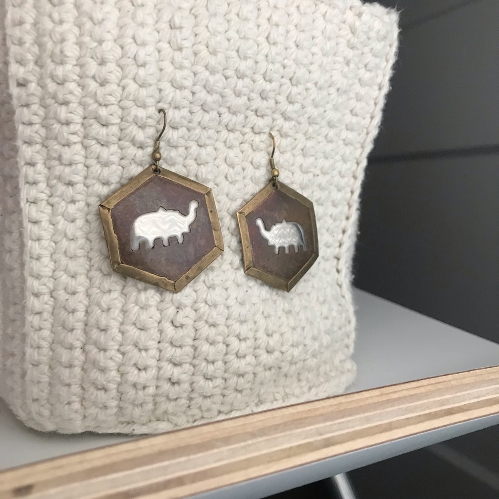 handmade copper elephant earrings